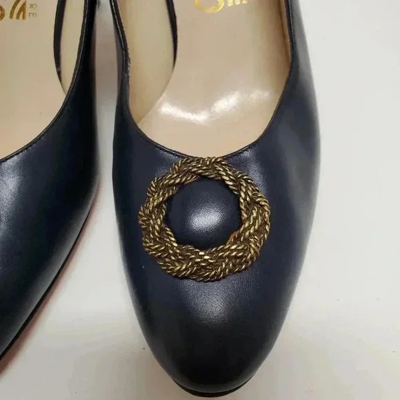 Salvatore Ferragamo Vintage Navy Blue Shoes Size 5.5